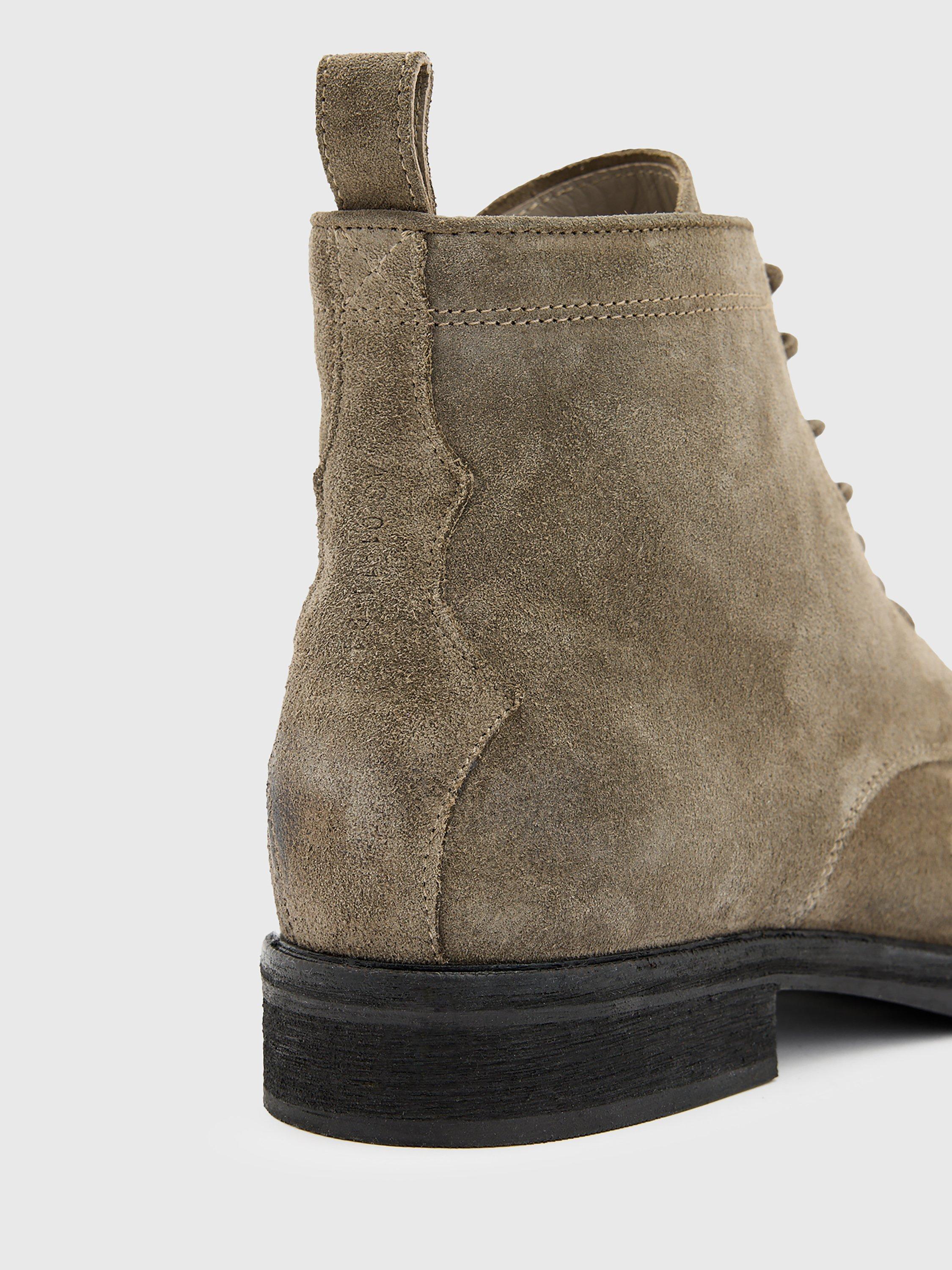 Product image 4 of 5, which shows AllSaints Drago Suede Lace-Up Ankle Boots, Khaki, EU44
