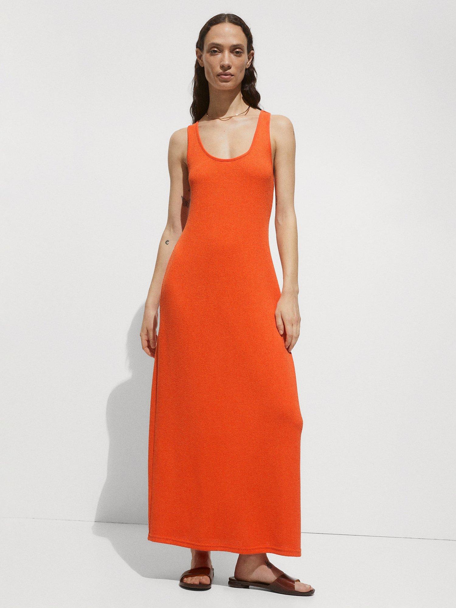 Mango Mint Cross Strap Back Dress, Orange, 10