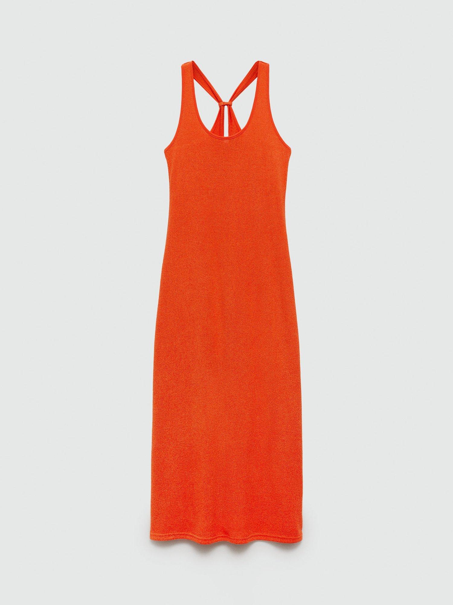 Mango Mint Cross Strap Back Dress, Orange, 10
