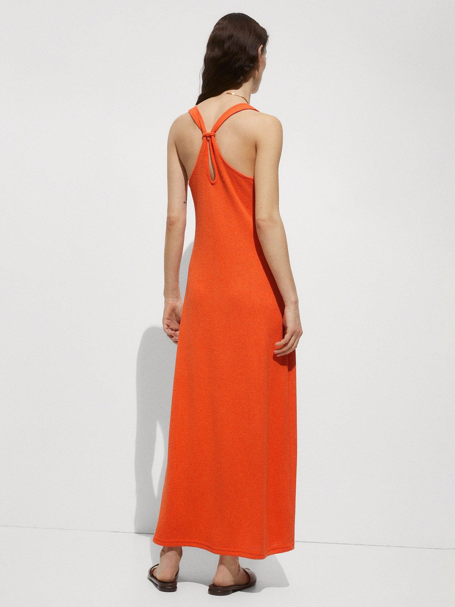 Mango Mint Cross Strap Back Dress, Orange, 10
