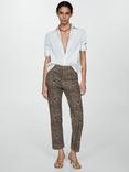 Mango Leopard Print Straight Cut Jeans, Brown/Multi