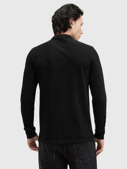 AllSaints Reform Long Sleeve Polo Shirt, Black - view 2, Black