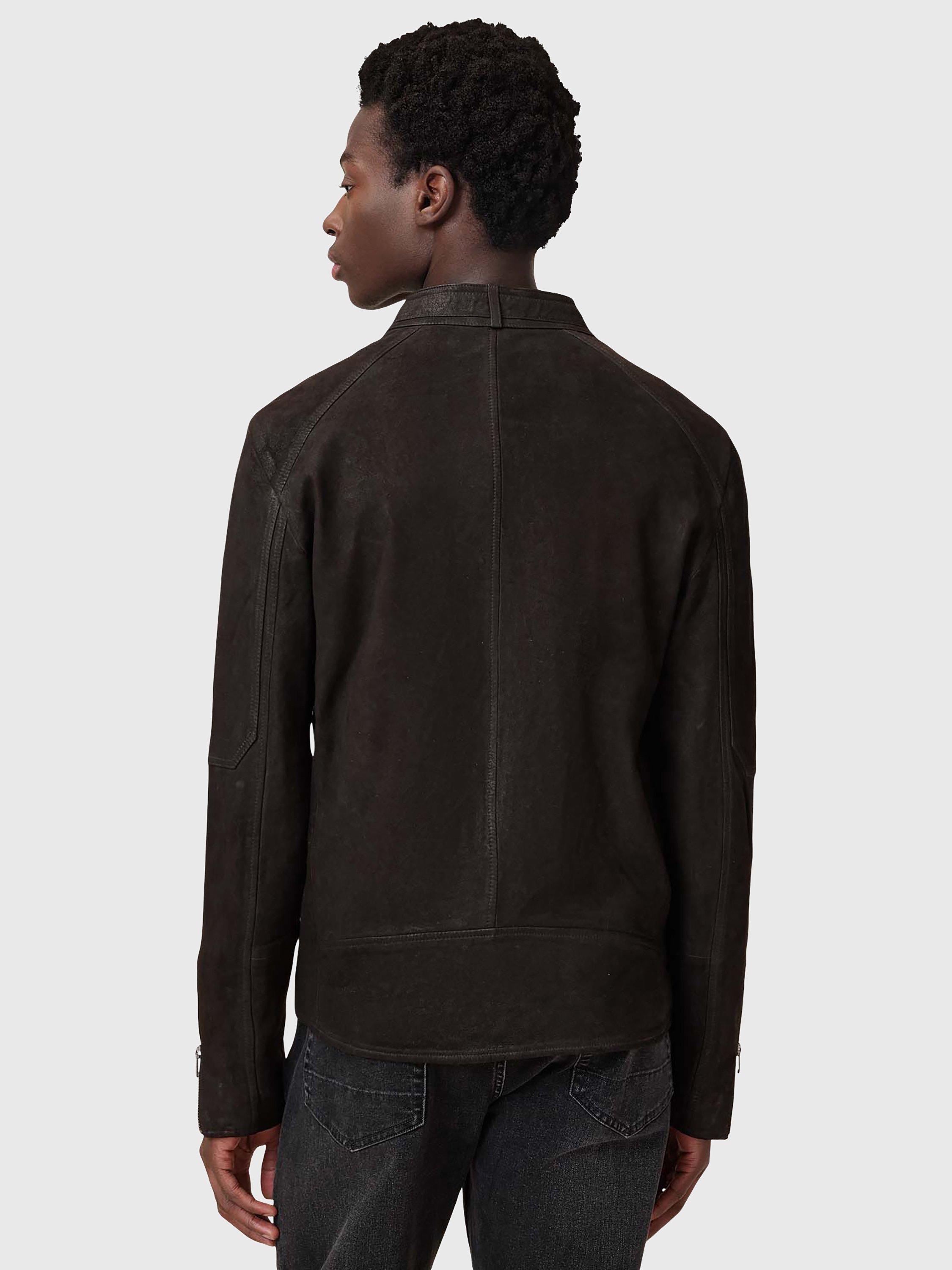 Product image 2 of 10, which shows AllSaints Cora Leather Jacket, Grey Graphite, XS