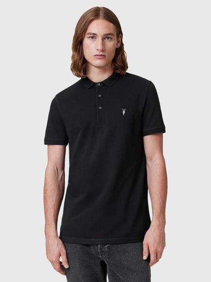 AllSaints Reform Slim Fit Cotton Polo Shirt, Black