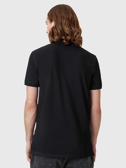 AllSaints Reform Slim Fit Cotton Polo Shirt - view 2, Black