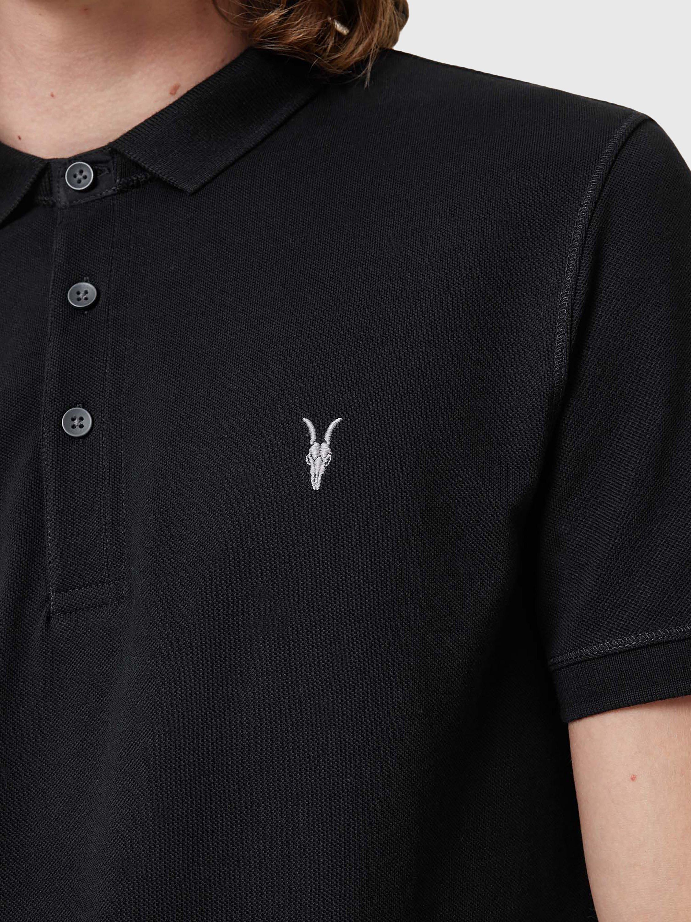 Product image 6 of 6, which shows AllSaints Reform Slim Fit Cotton Polo Shirt, Black, XS