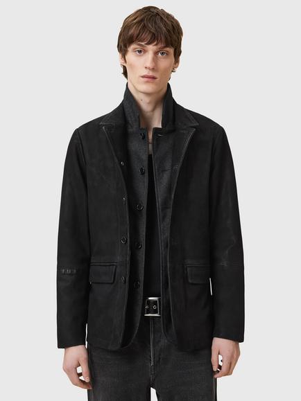 AllSaints Survey Leather Blazer, Black Black