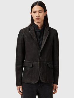 AllSaints Survey Leather Blazer, Grey Graphite