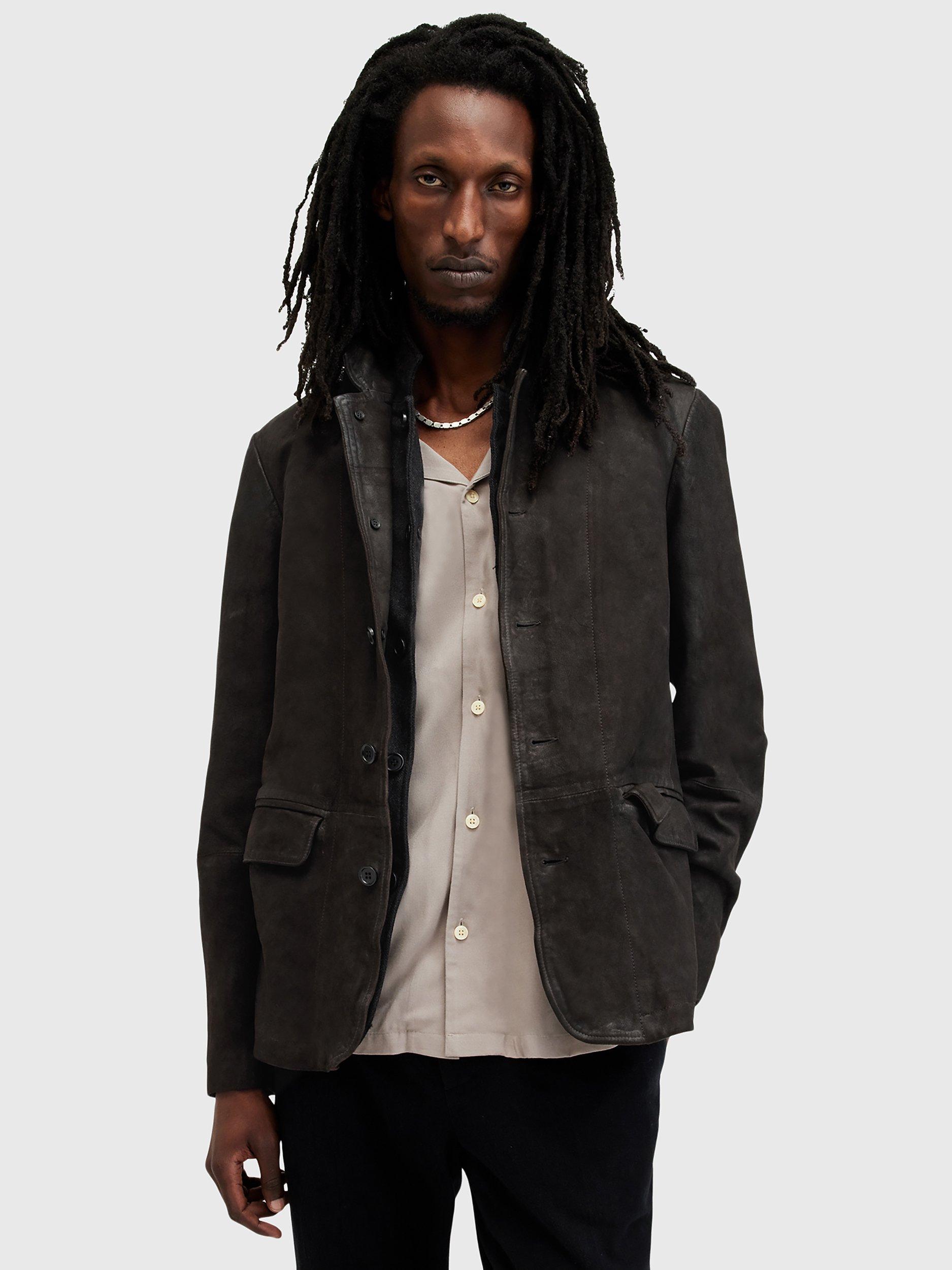 ALLSAINTS online BLACK WOOL ASYMMETRICAL BEAUTIFULLY CUT JACKET COAT