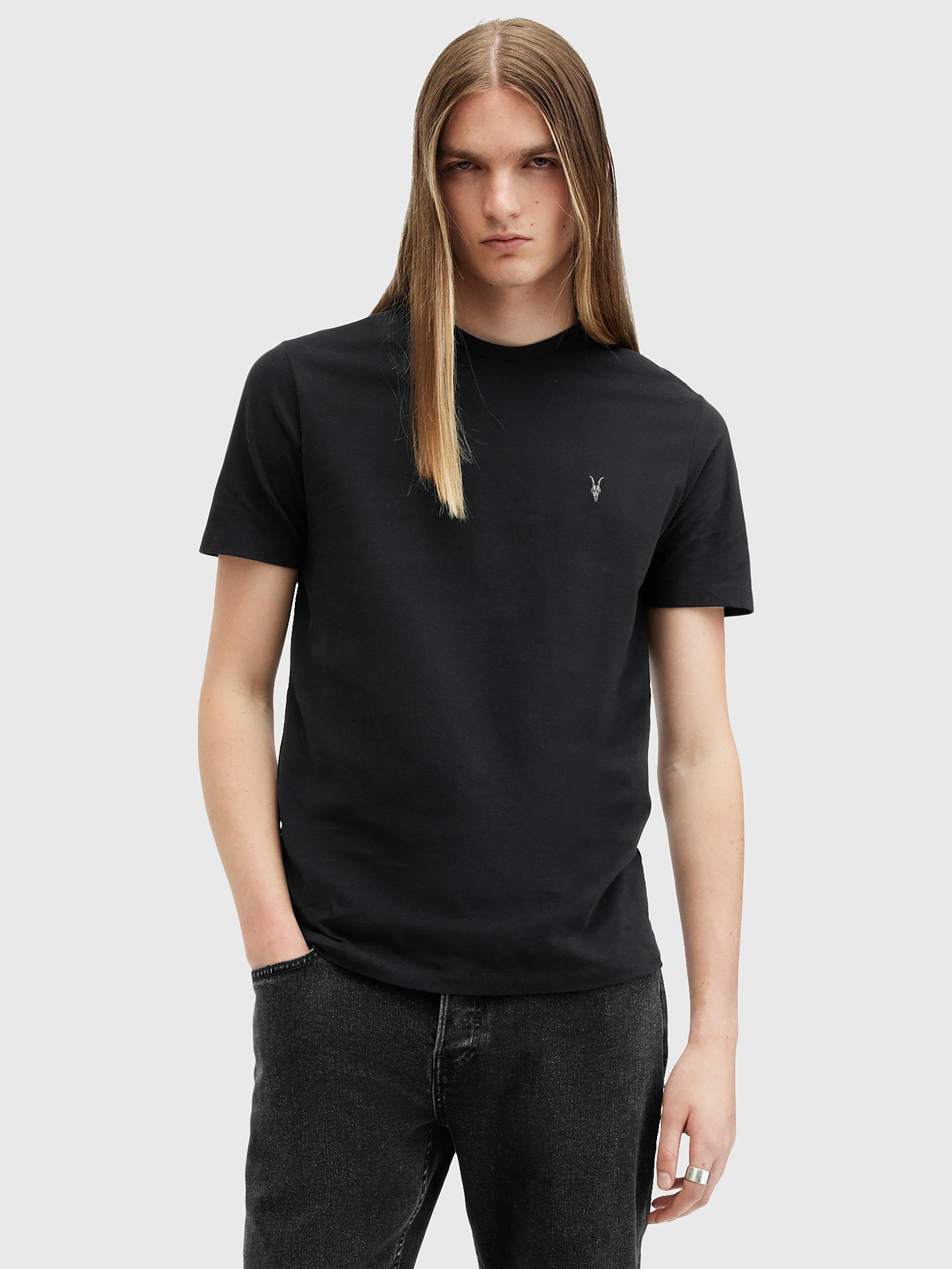 Product image 1 of 6, which shows AllSaints Brace Cotton Logo T-Shirt, Black, L