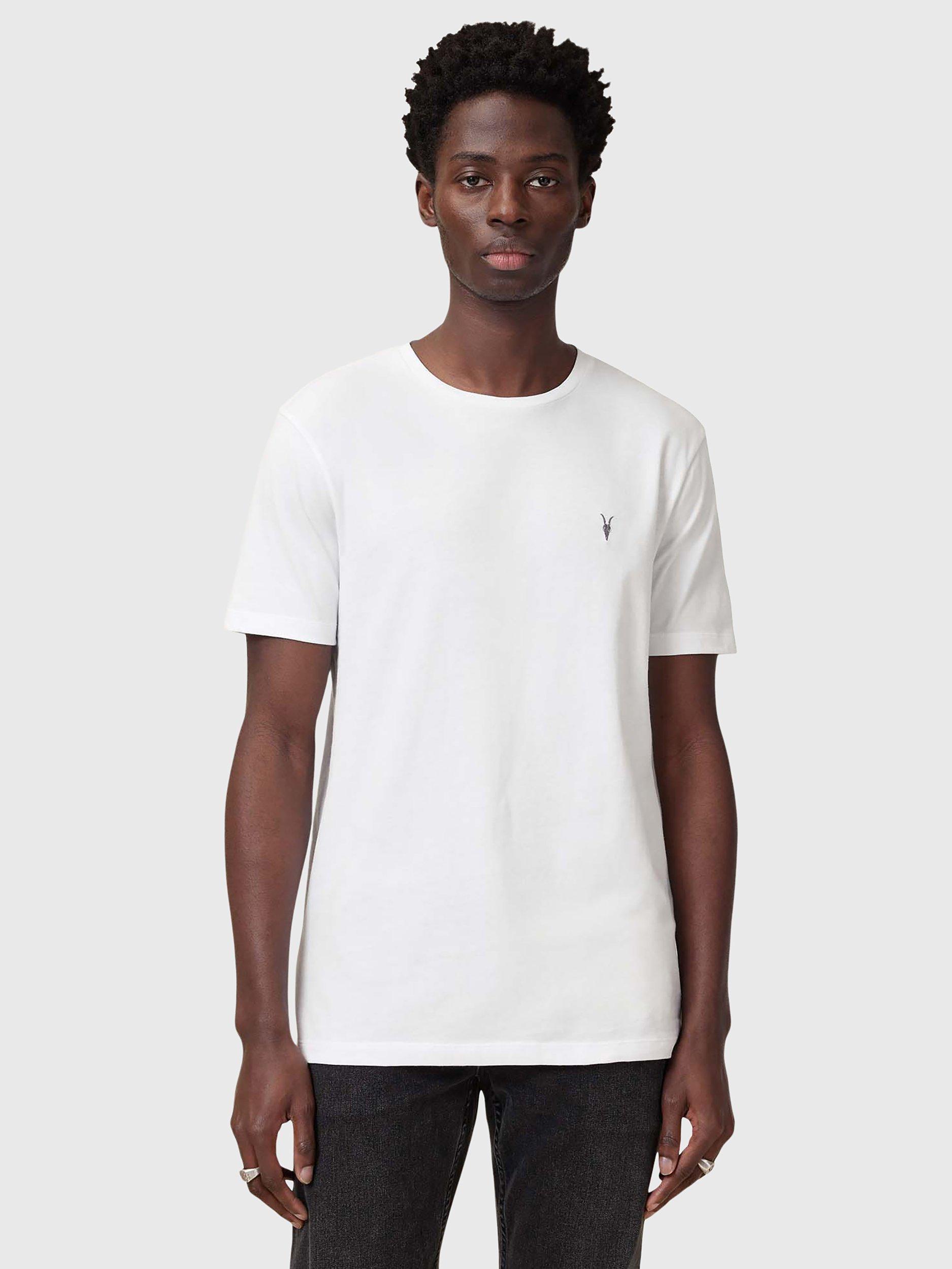 Product image 1 of 6, which shows AllSaints Brace Cotton Logo T-Shirt, White, XS