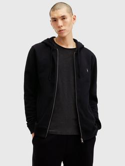 AllSaints Raven Zip Hoodie, Black, Black Black
