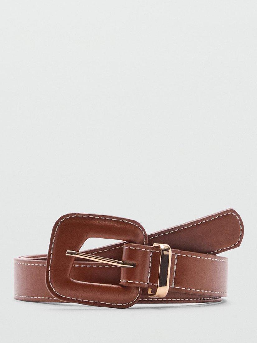 Mango Dori Textured Belt, Brown