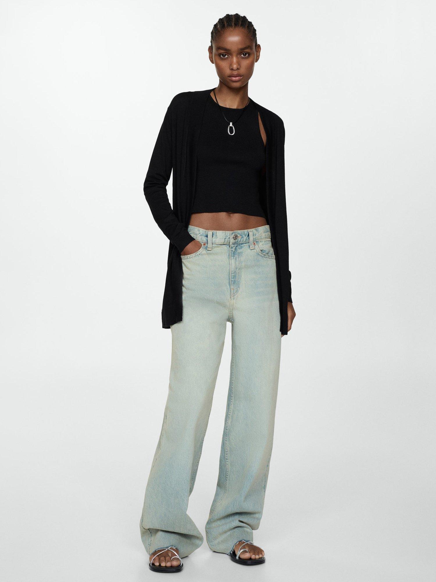 Mango Alma Fine Knit Cardigan, Black