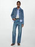 Mango Vicky Pocket Denim Jacket, Open Blue