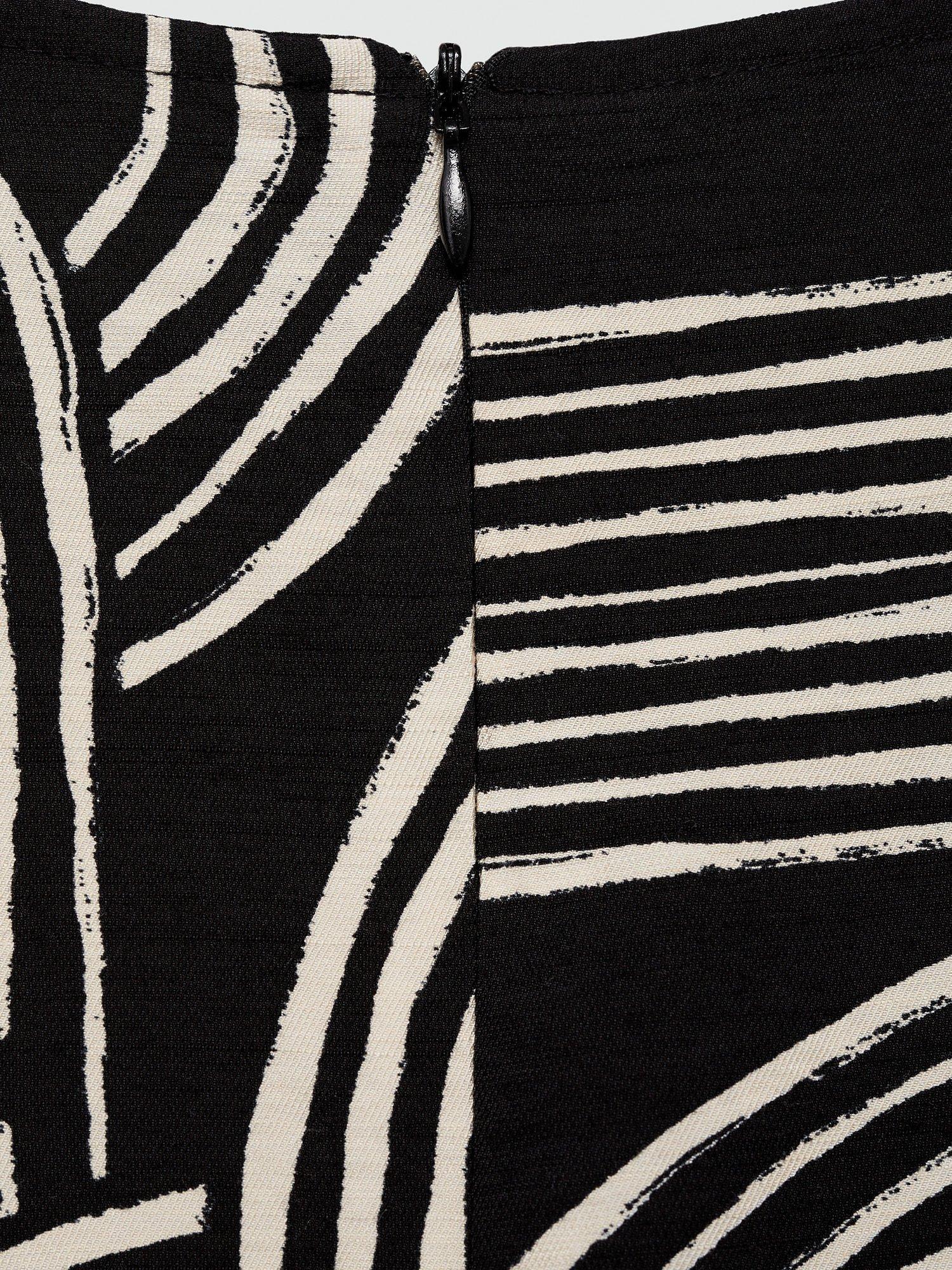 Mango Olimpio Print Waist Cut Out Dress, Black/Ivory, 24