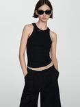 Mango Boni Ribbed Vest Top, Black