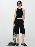 Mango Boni Ribbed Vest Top, Black