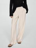 Mango Carlos Wide Leg Trousers, Cream