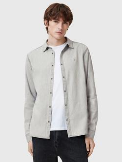 AllSaints Gleason Organic Cotton Regular Fit Shirt, Grey