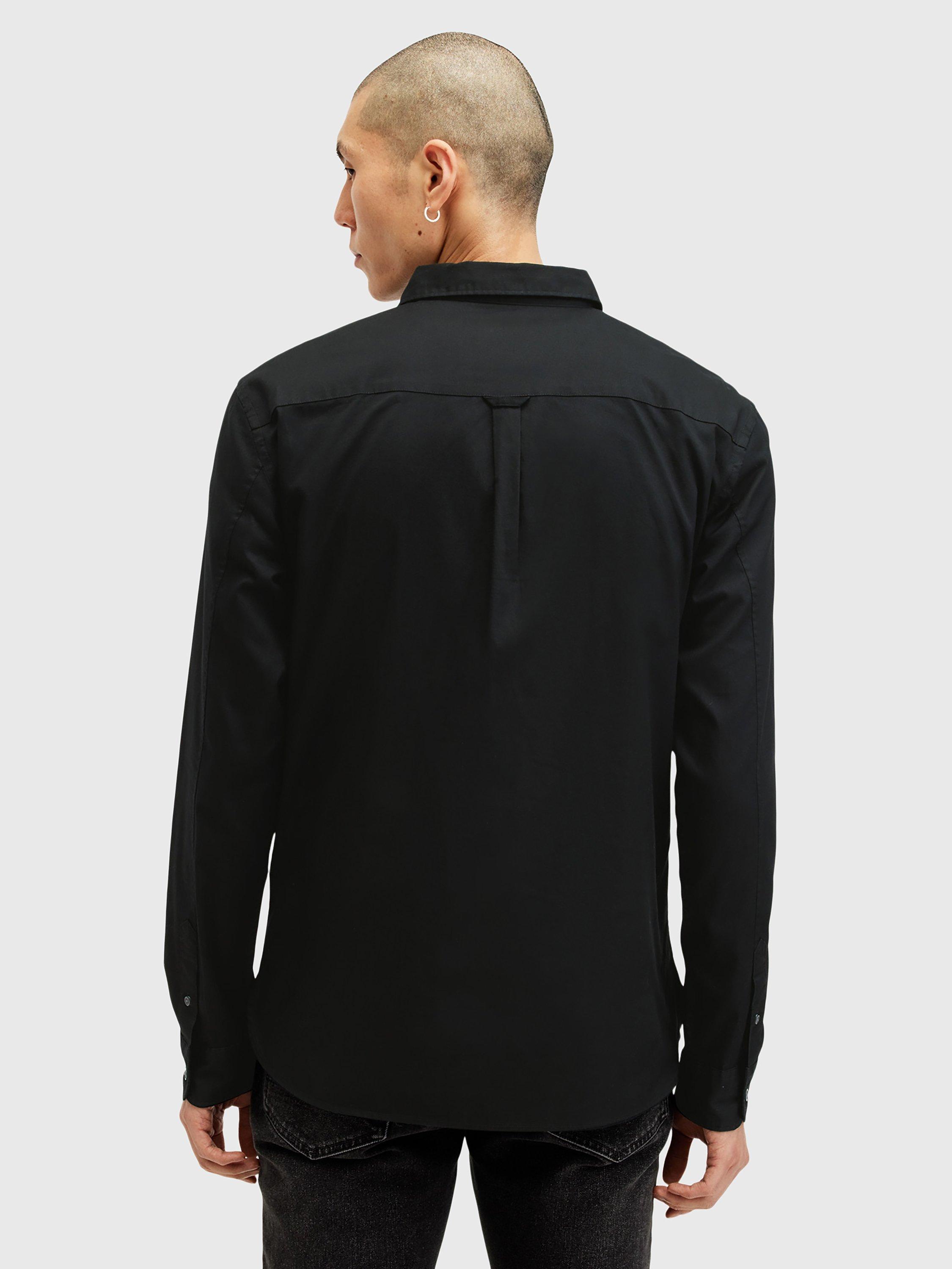 AllSaints Hawthorne Long Sleeve Shirt, Black, XS