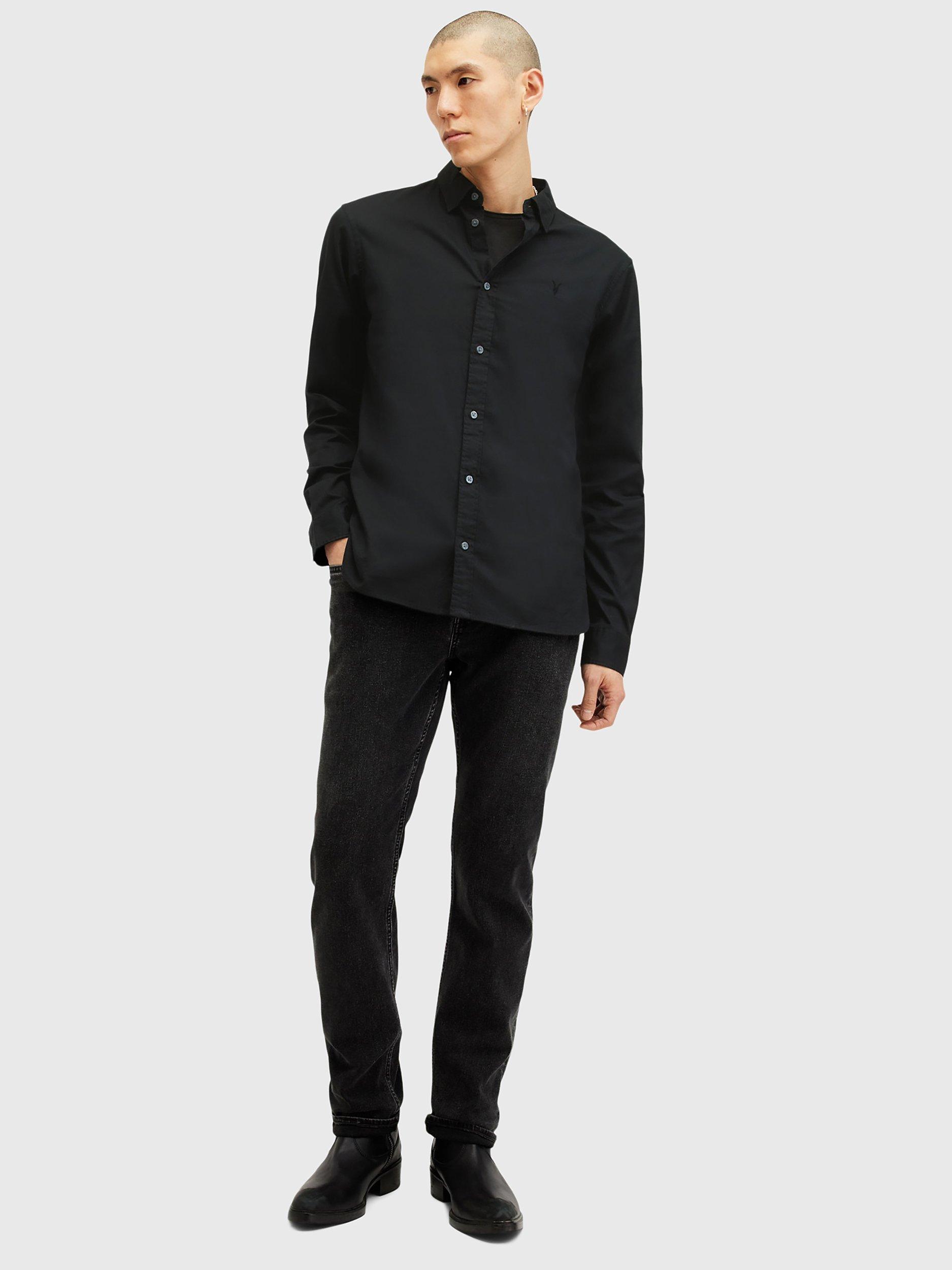 AllSaints Hawthorne Long Sleeve Shirt, Black, XS