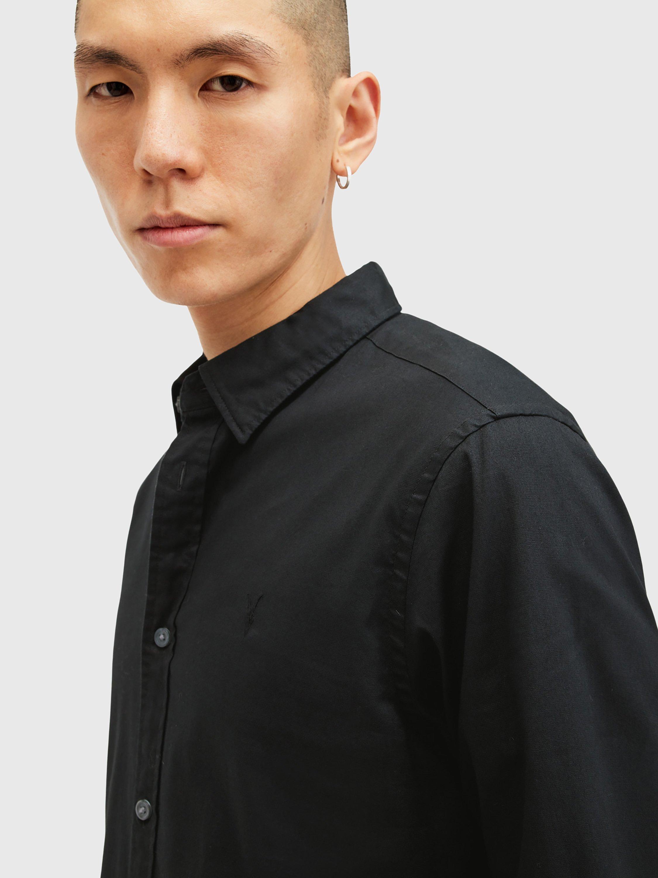 AllSaints Hawthorne Long Sleeve Shirt, Black, XS