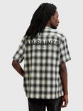 AllSaints Underground Cotton Blend Regular Fit Check Shirt, White Off White