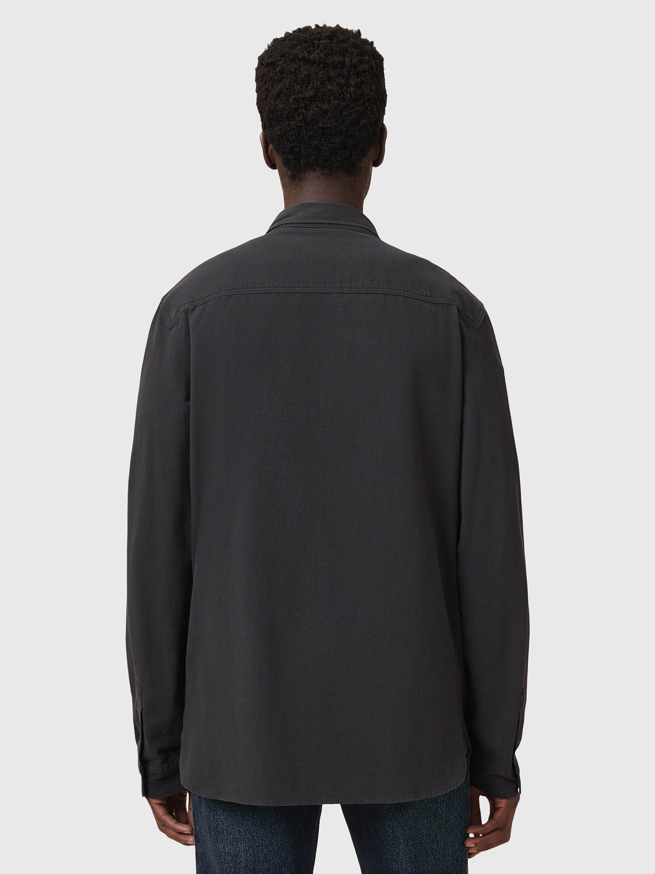 Product image 2 of 7, which shows AllSaints Lovell Regular Fit Long Sleeve Shirt, Washed Black, XS