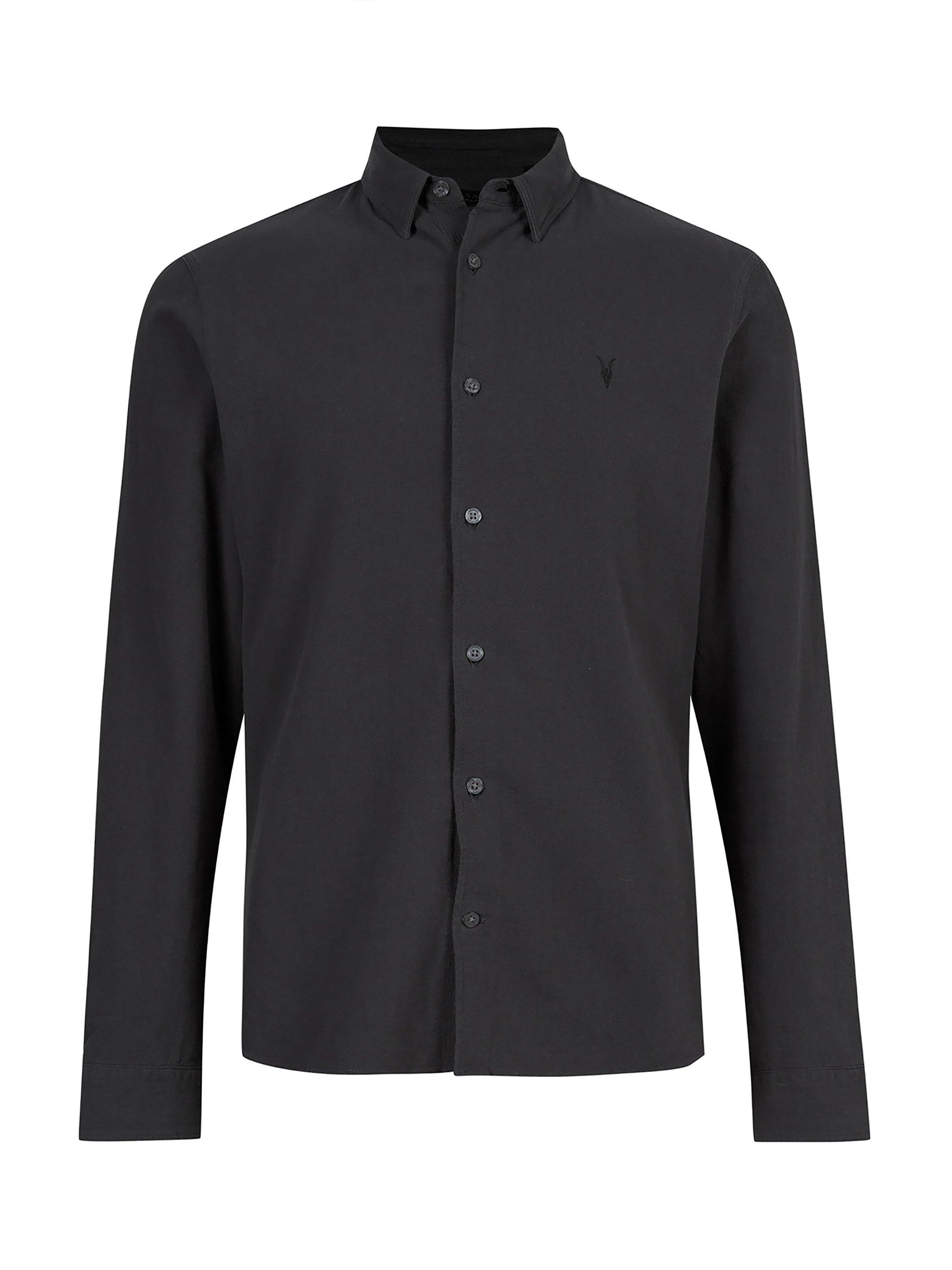 Product image 4 of 7, which shows AllSaints Lovell Regular Fit Long Sleeve Shirt, Washed Black, XS