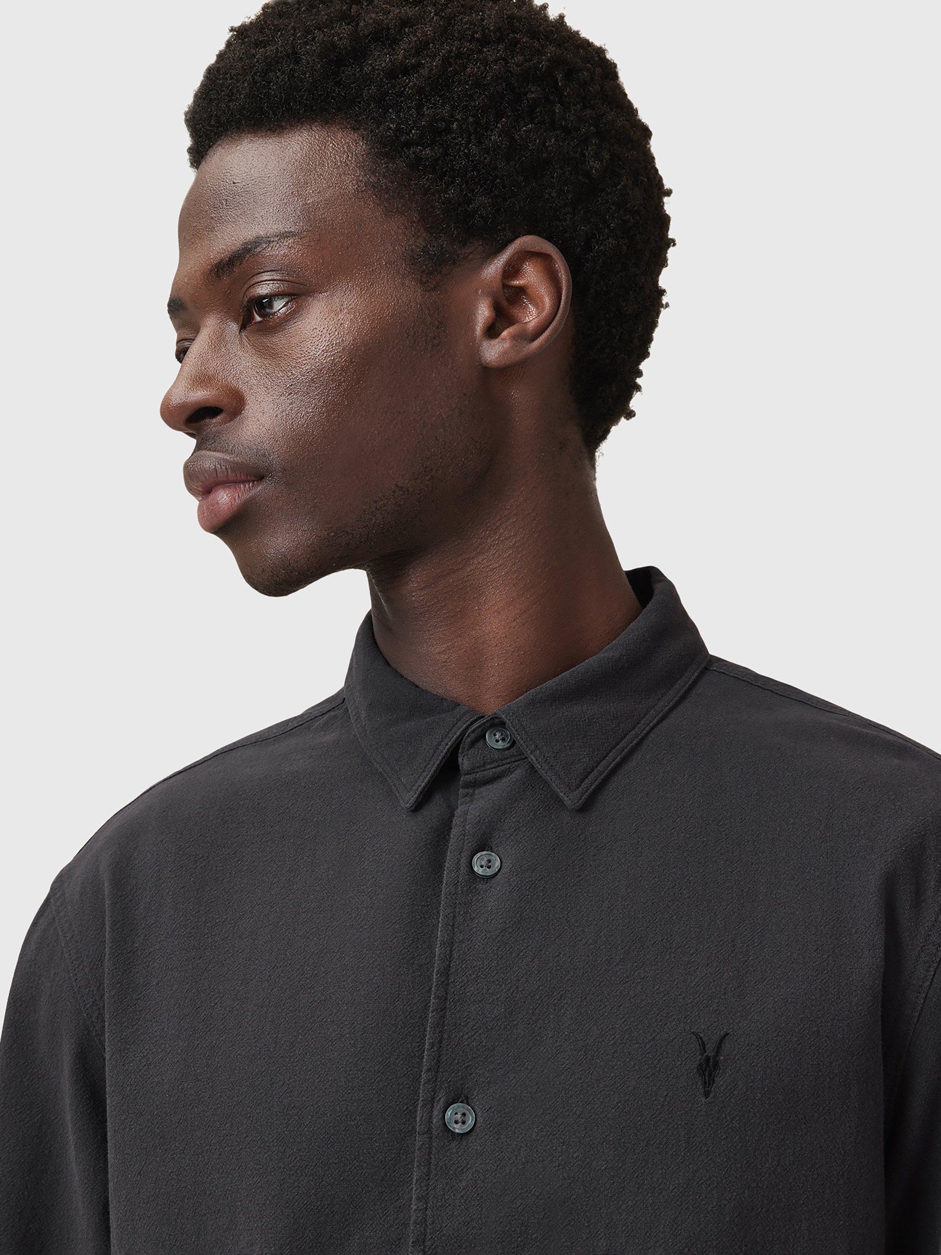 Product image 5 of 7, which shows AllSaints Lovell Regular Fit Long Sleeve Shirt, Washed Black, XS