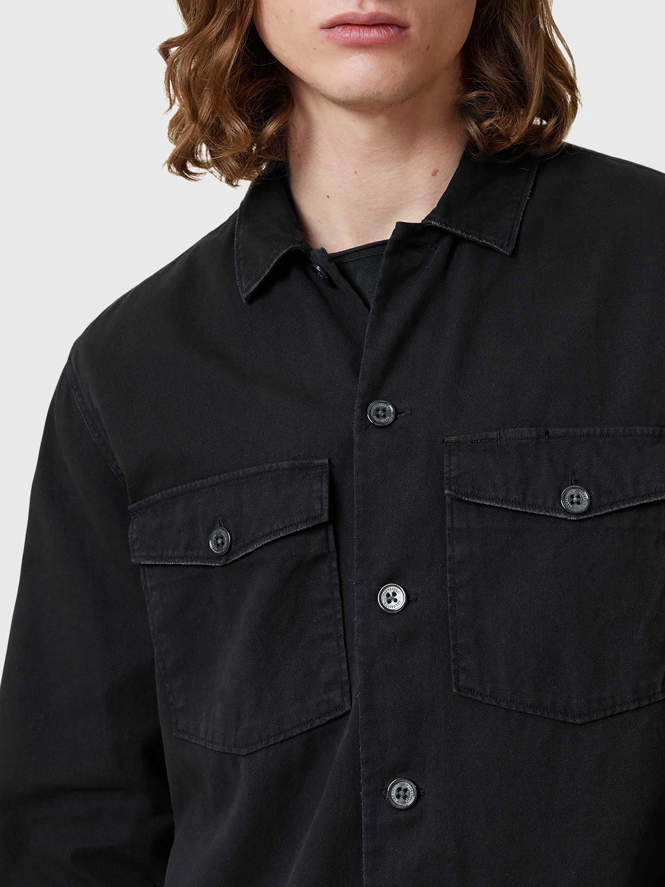 Product image 4 of 6, which shows AllSaints Spotter Slim Fit Overshirt, Black Black, L