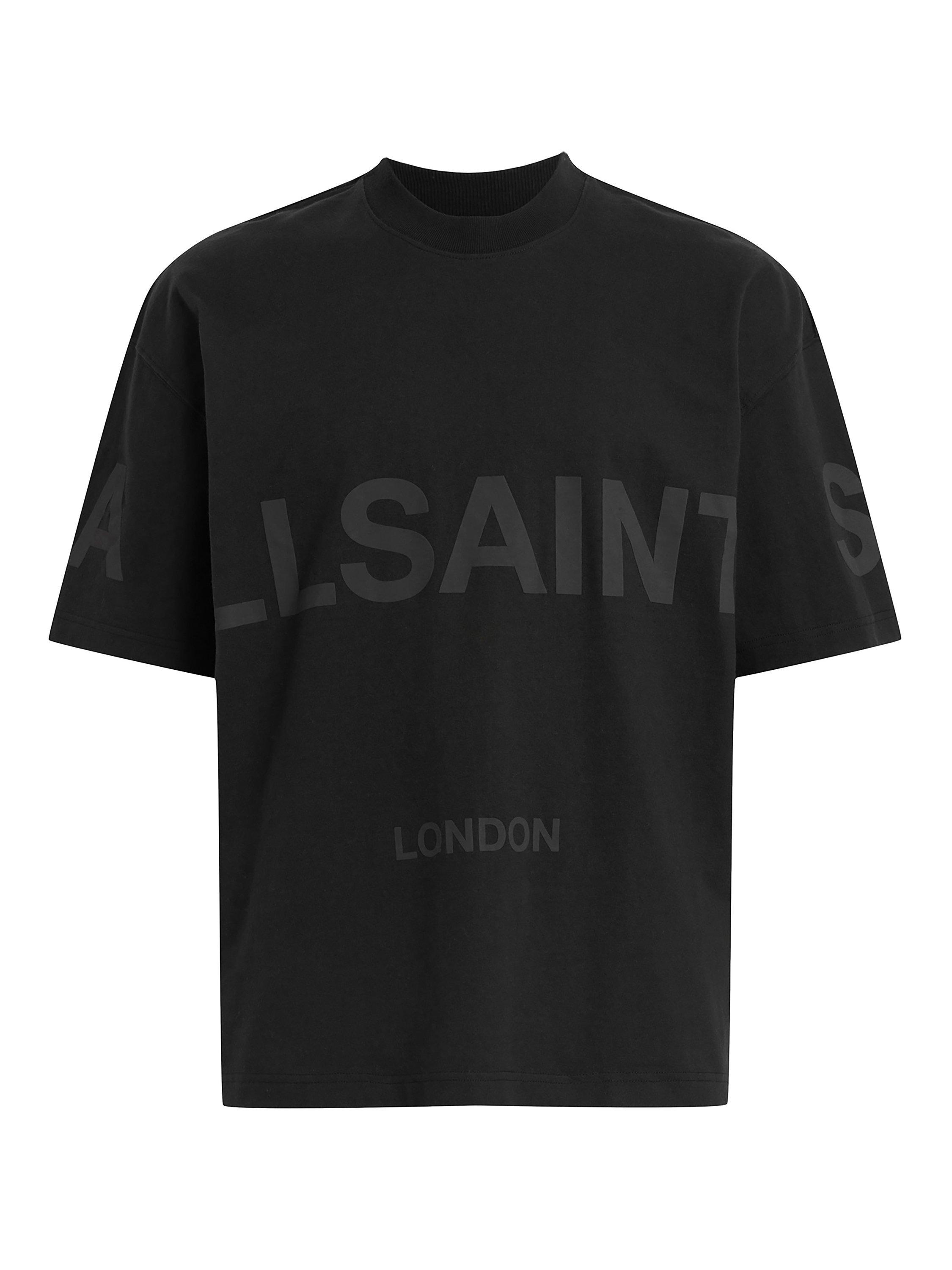 Product image 4 of 5, which shows AllSaints Biggy Cotton Oversized T-Shirt, Black, L