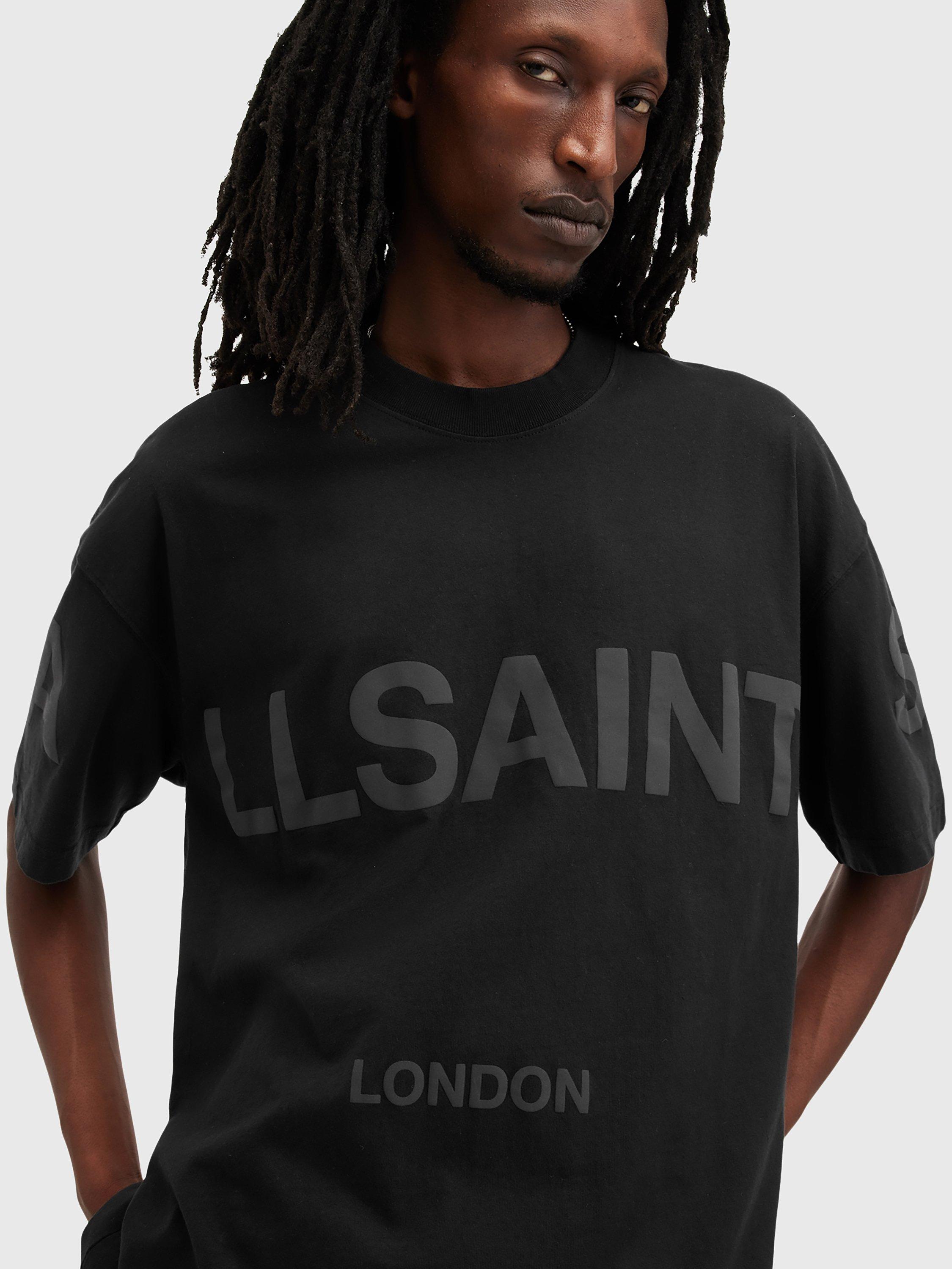 Product image 5 of 5, which shows AllSaints Biggy Cotton Oversized T-Shirt, Black, L