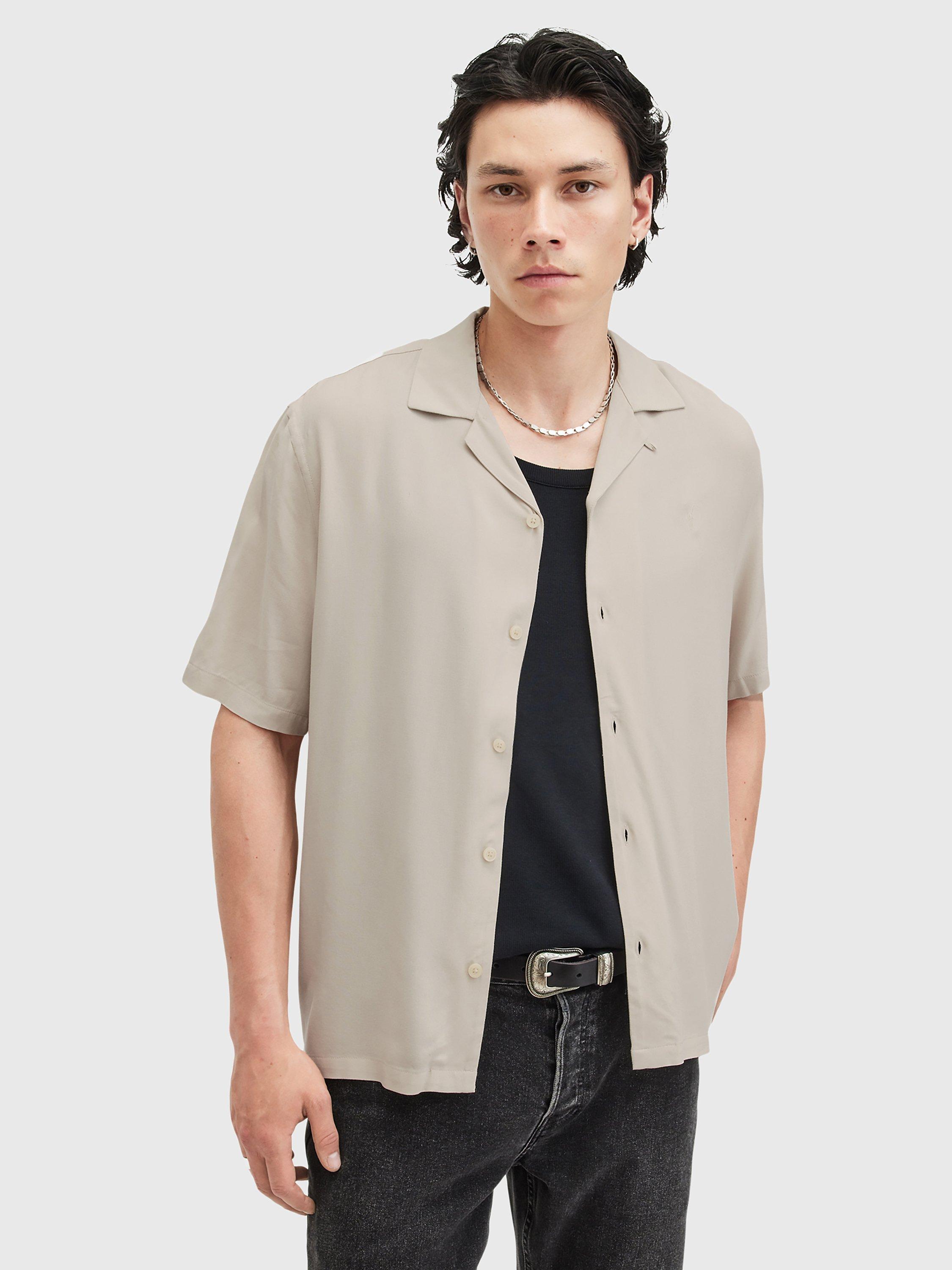 Product image 1 of 7, which shows AllSaints Venice Regular Fit Shirt, Taupe, XS