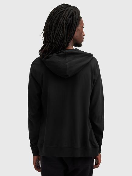AllSaints Brace Brushed Organic Cotton Hoodie, Black - view 2, Black