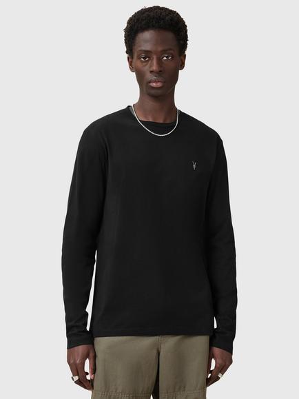 AllSaints Brace Long Sleeve Jersey Sweatshirt, Black, Black
