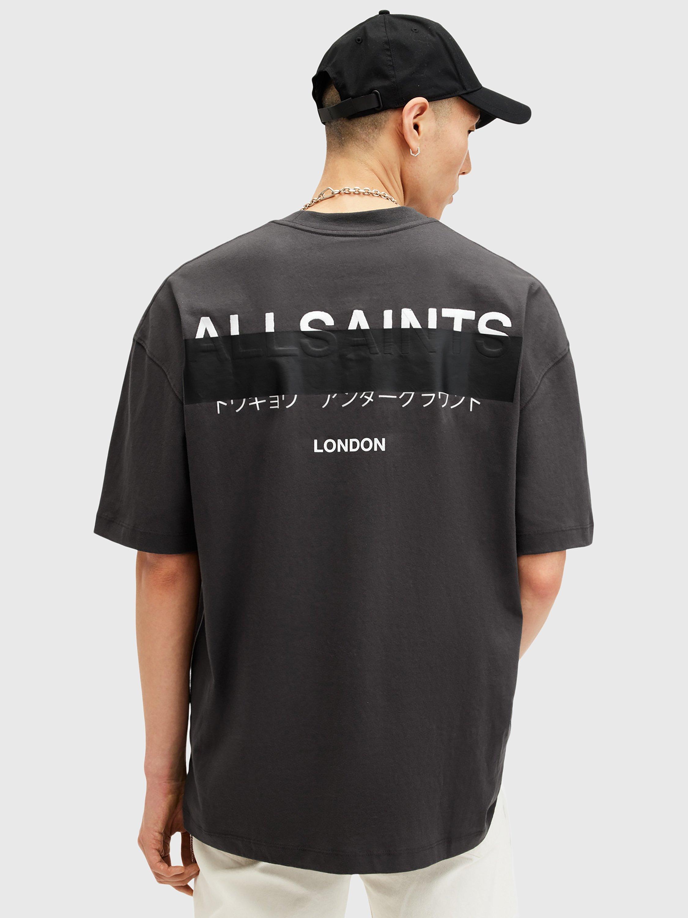 Product image 2 of 8, which shows AllSaints Redact Short Sleeve T-Shirt, Black, XS