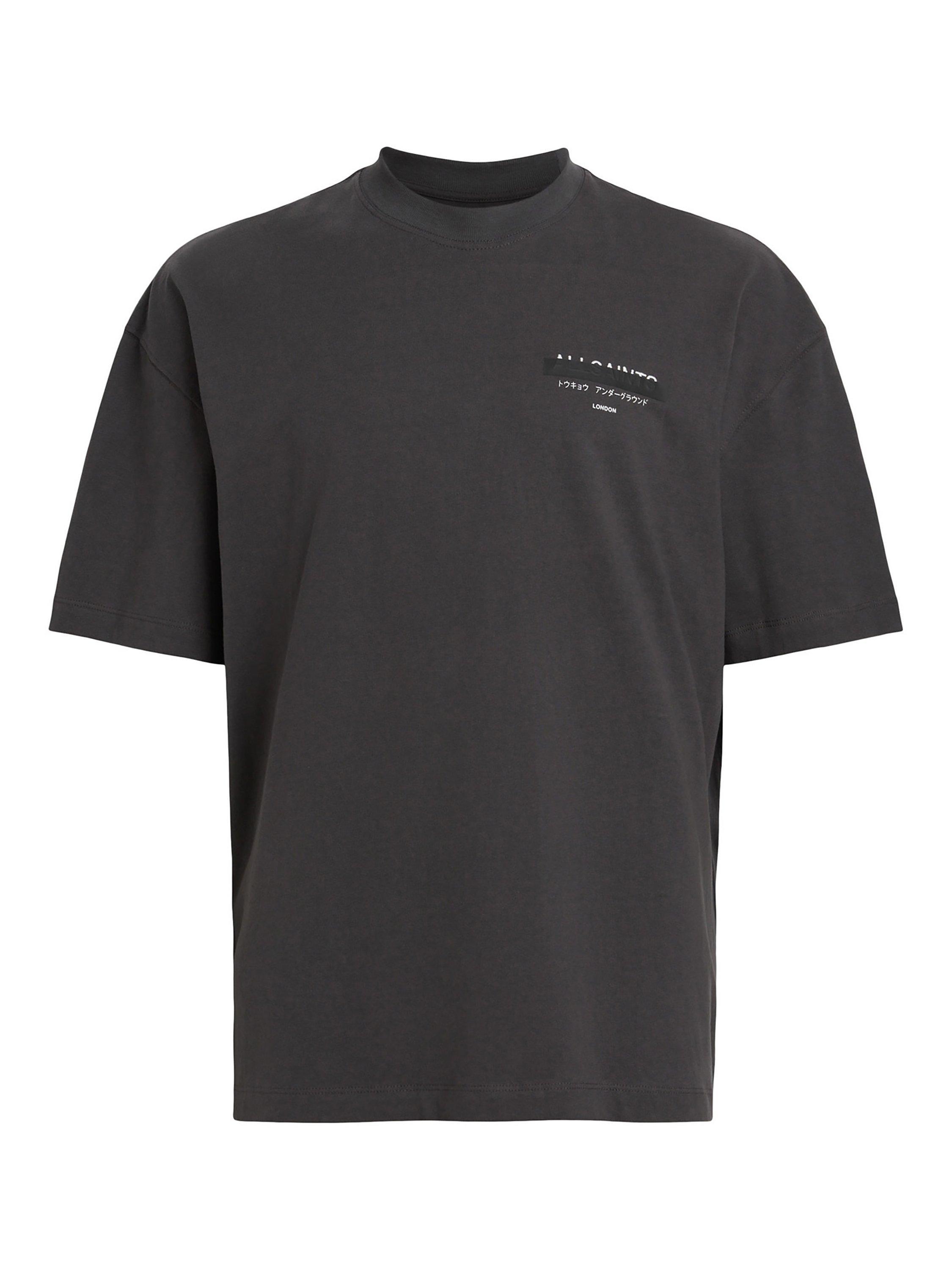 Product image 4 of 8, which shows AllSaints Redact Short Sleeve T-Shirt, Black, XS