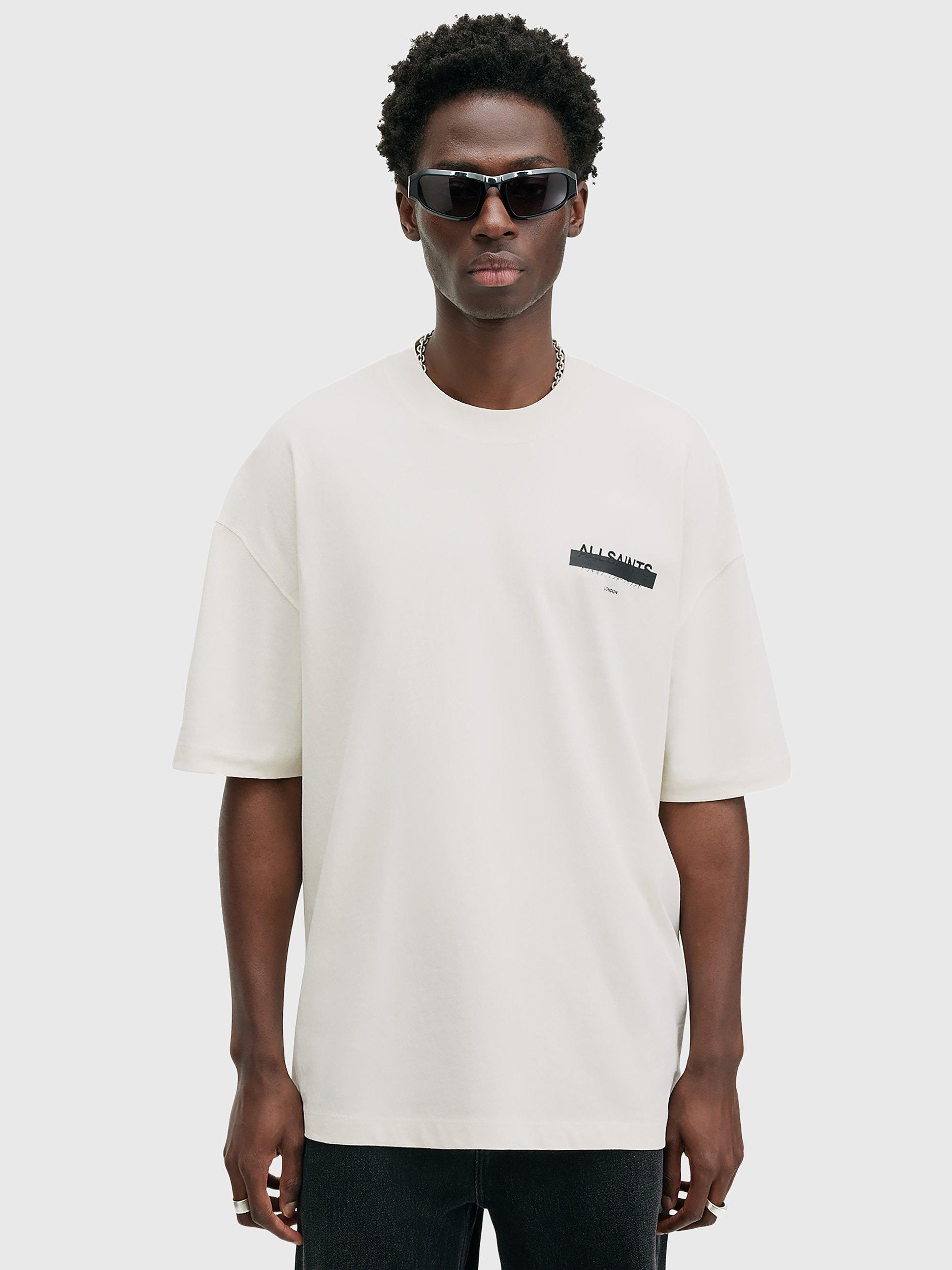 Product image 1 of 6, which shows AllSaints Redact Short Sleeve T-Shirt, White, XS