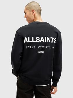 AllSaints Underground Relaxed Fit Crew Neck Sweatshirt, Black - view 2, Black