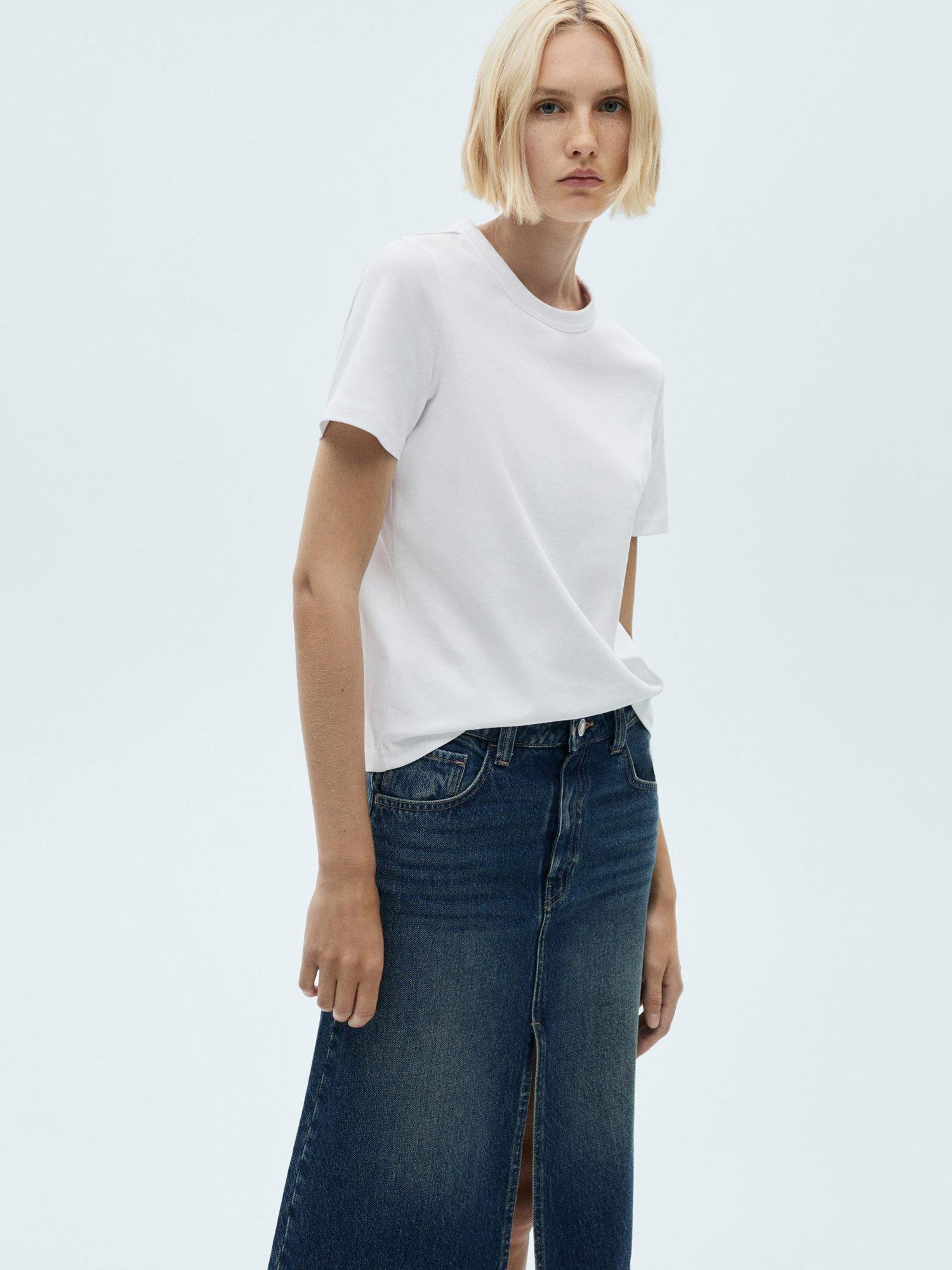 Mango Rita Cotton T-Shirt, White