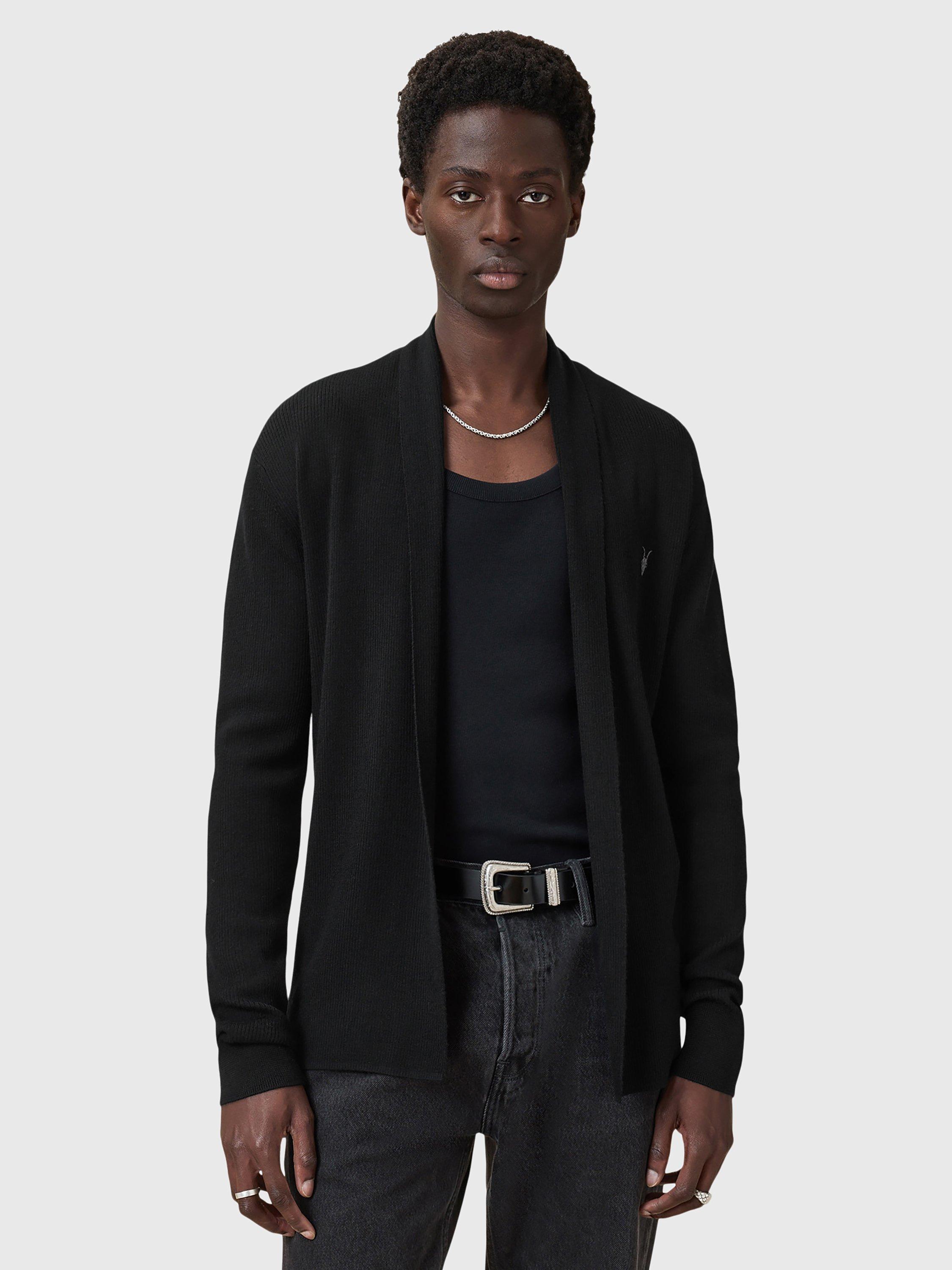 Product image 1 of 6, which shows AllSaints Mode Merino Cardigan, Black, L