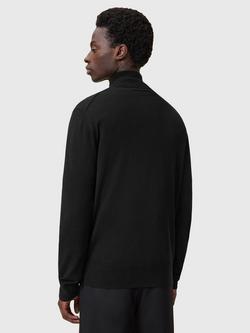 AllSaints Kilburn Wool Blend Zip Funnel Neck Jumper, Black - view 2, Black
