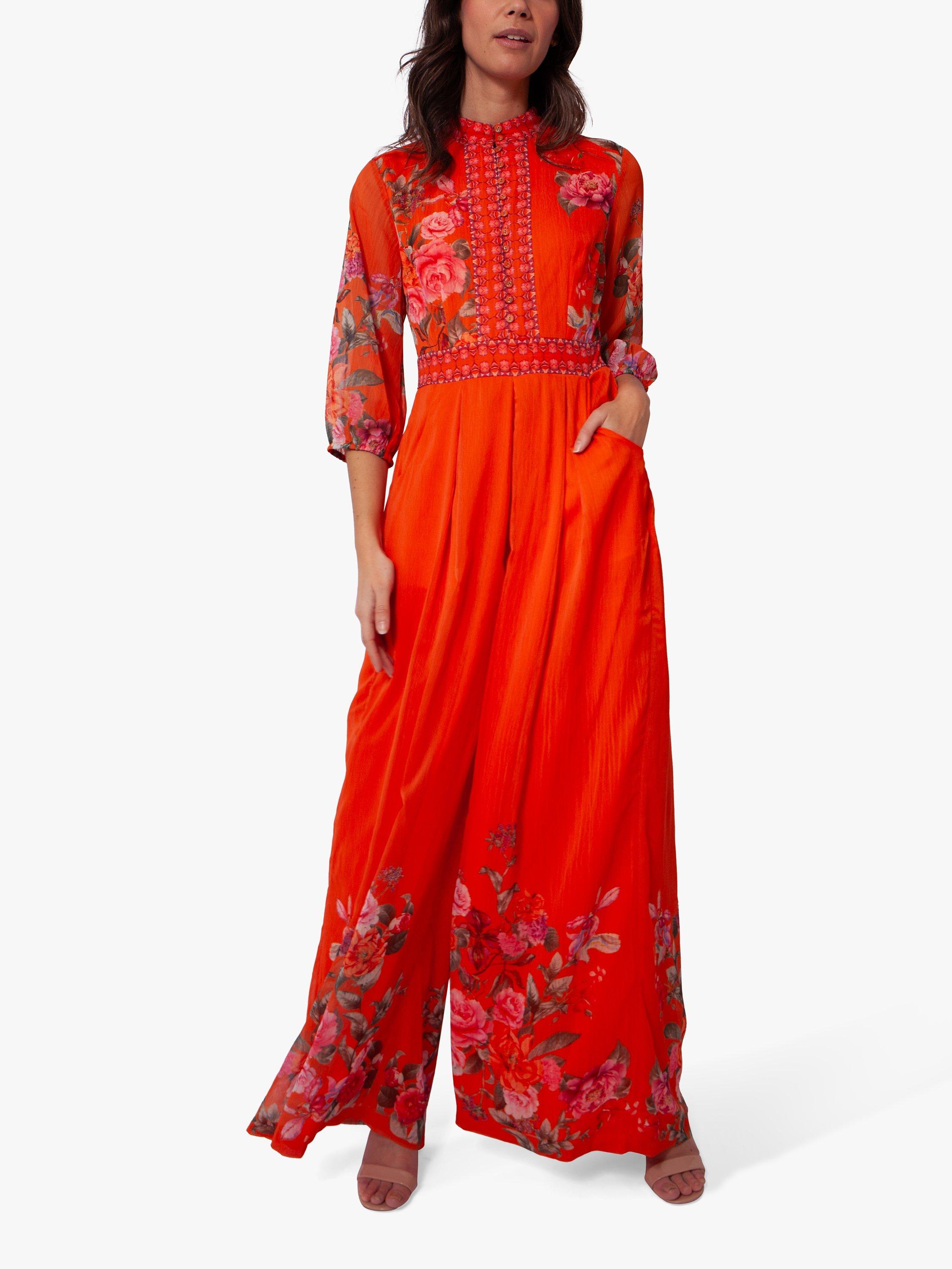 Raishma Harper Floral Jumpsuit, Orange, 6