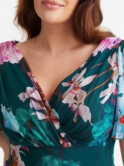 Scarlett & Jo Isabelle Floral Float Sleeve Maxi Dress, Green/Multi - view 2, Green/Multi