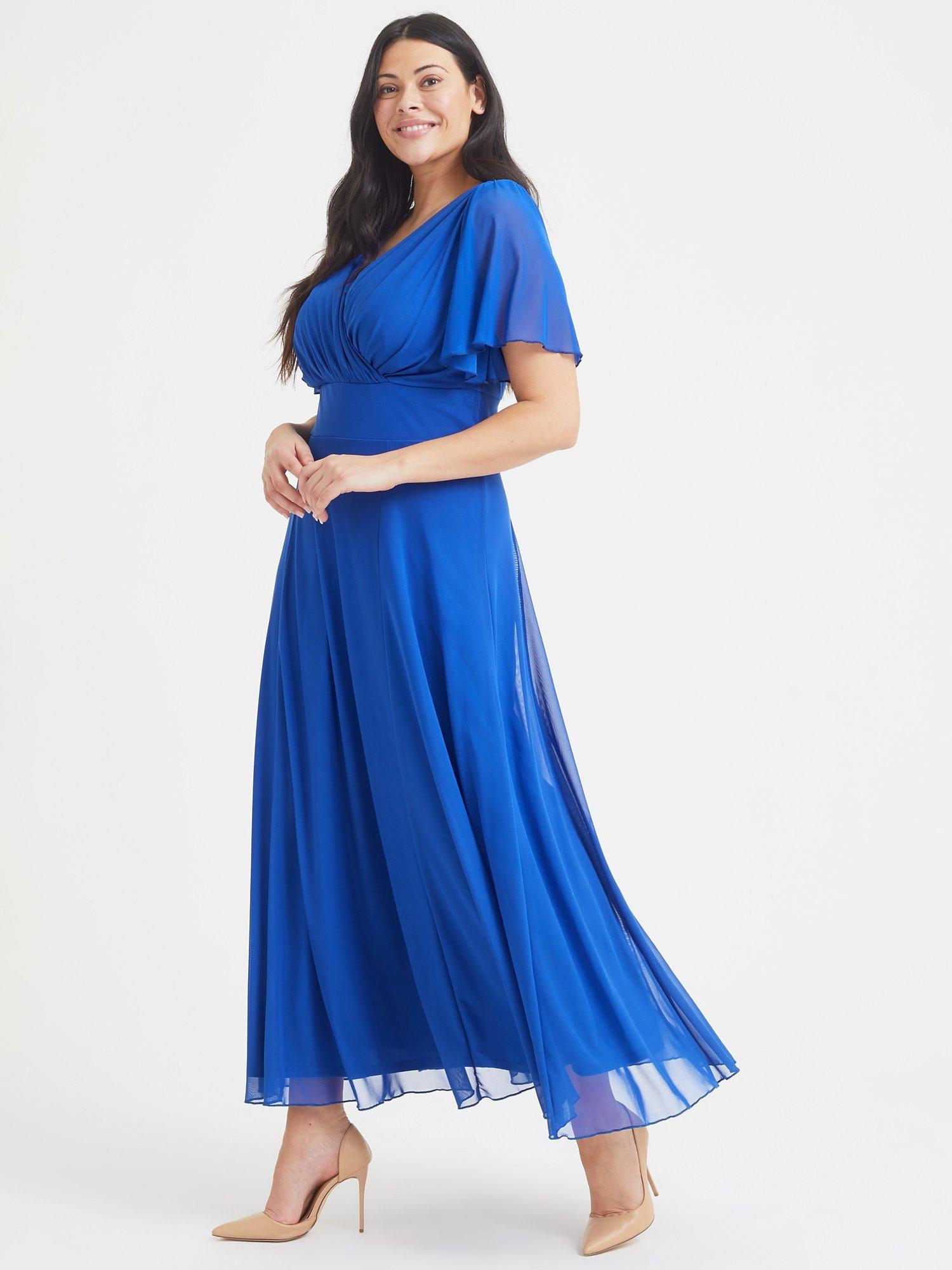 Scarlett Jo Isabelle Float Sleeve Maxi Dress Royal Blue