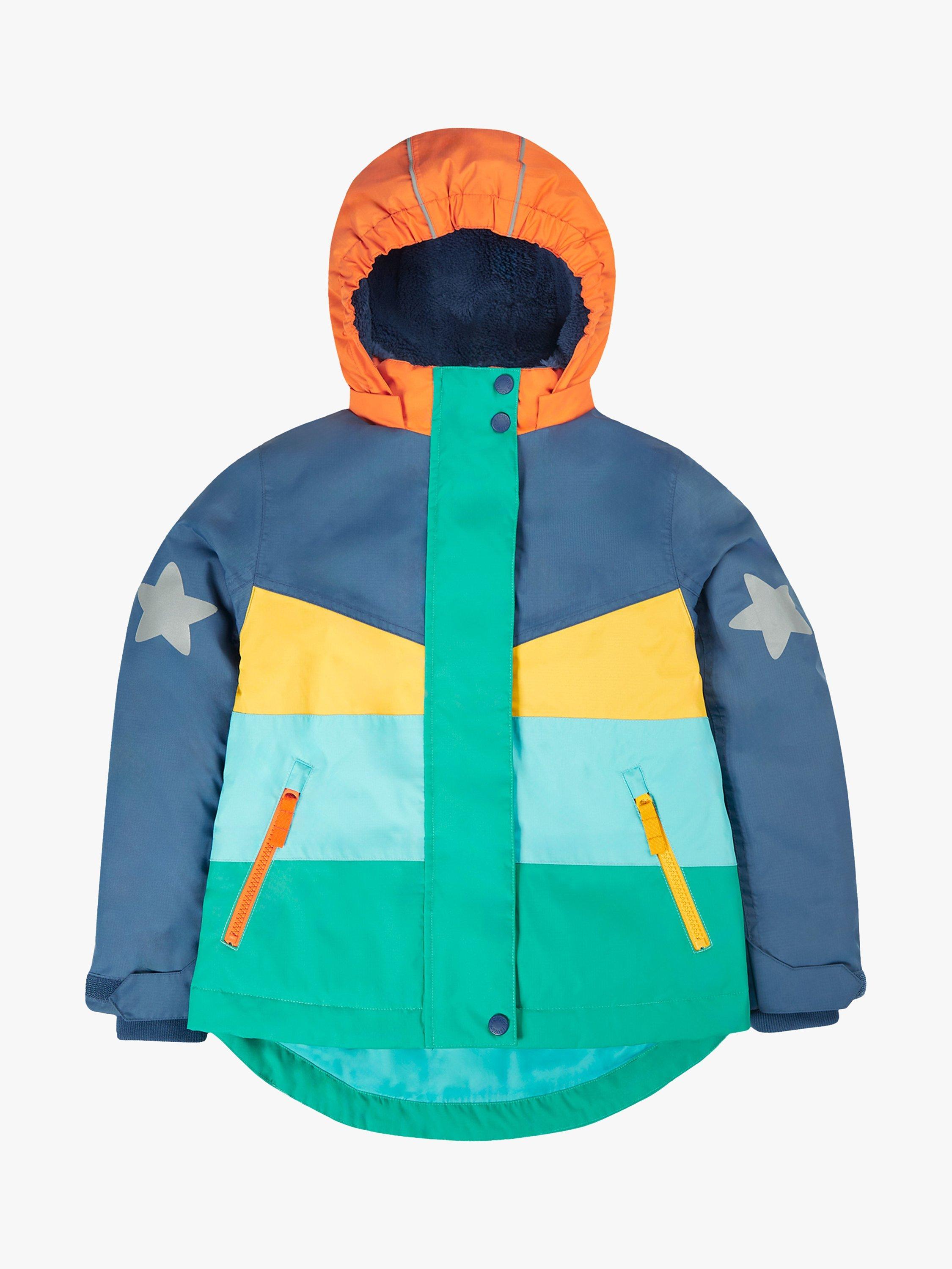 Frugi Kids' Snow & Ski Waterproof Ski Jacket, Iguana Colourblock
