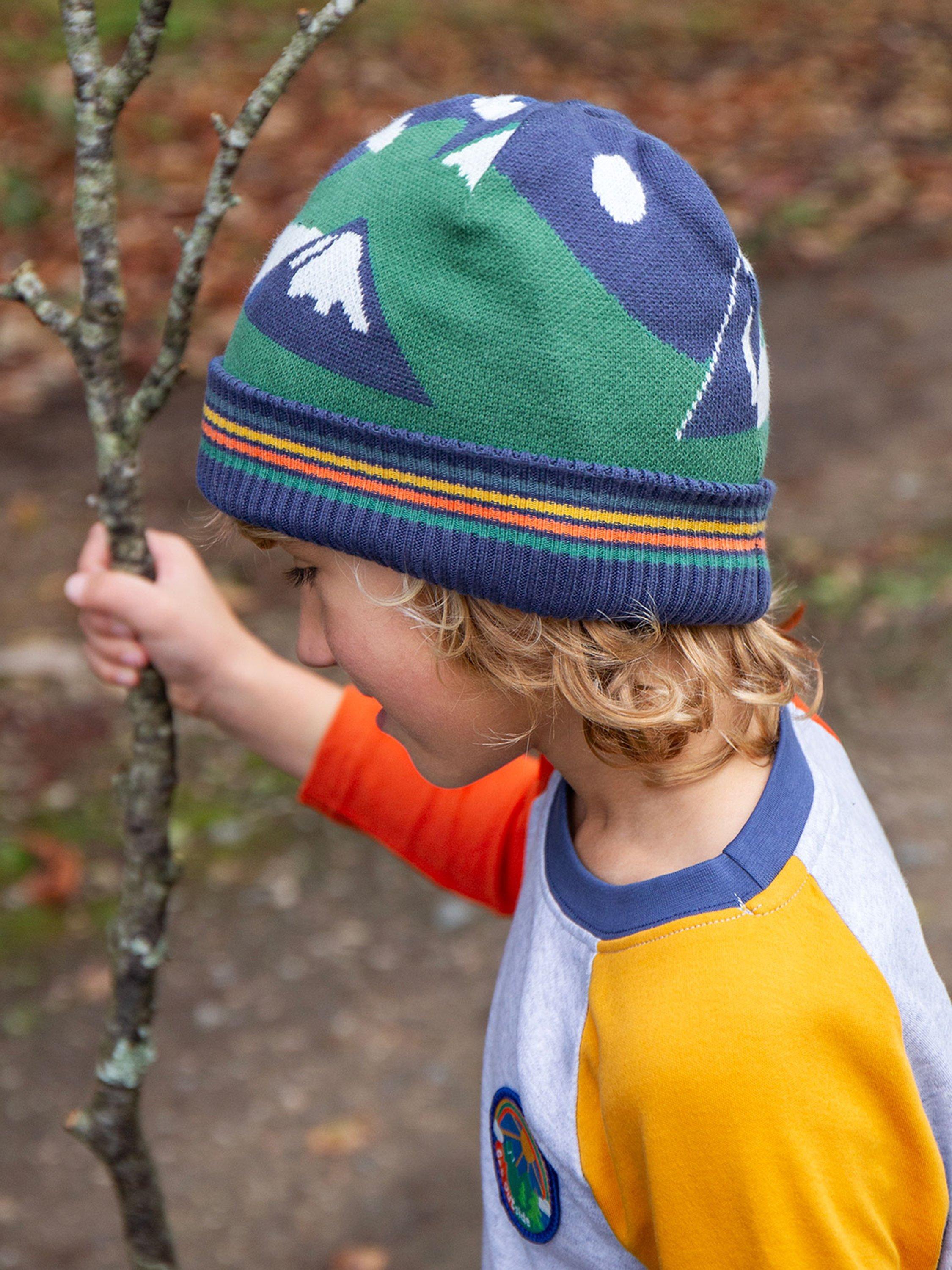 Product image 2 of 6, which shows Frugi Kids' Voyager Reversible Hat, Navy Blue/Multi, 1-2 years