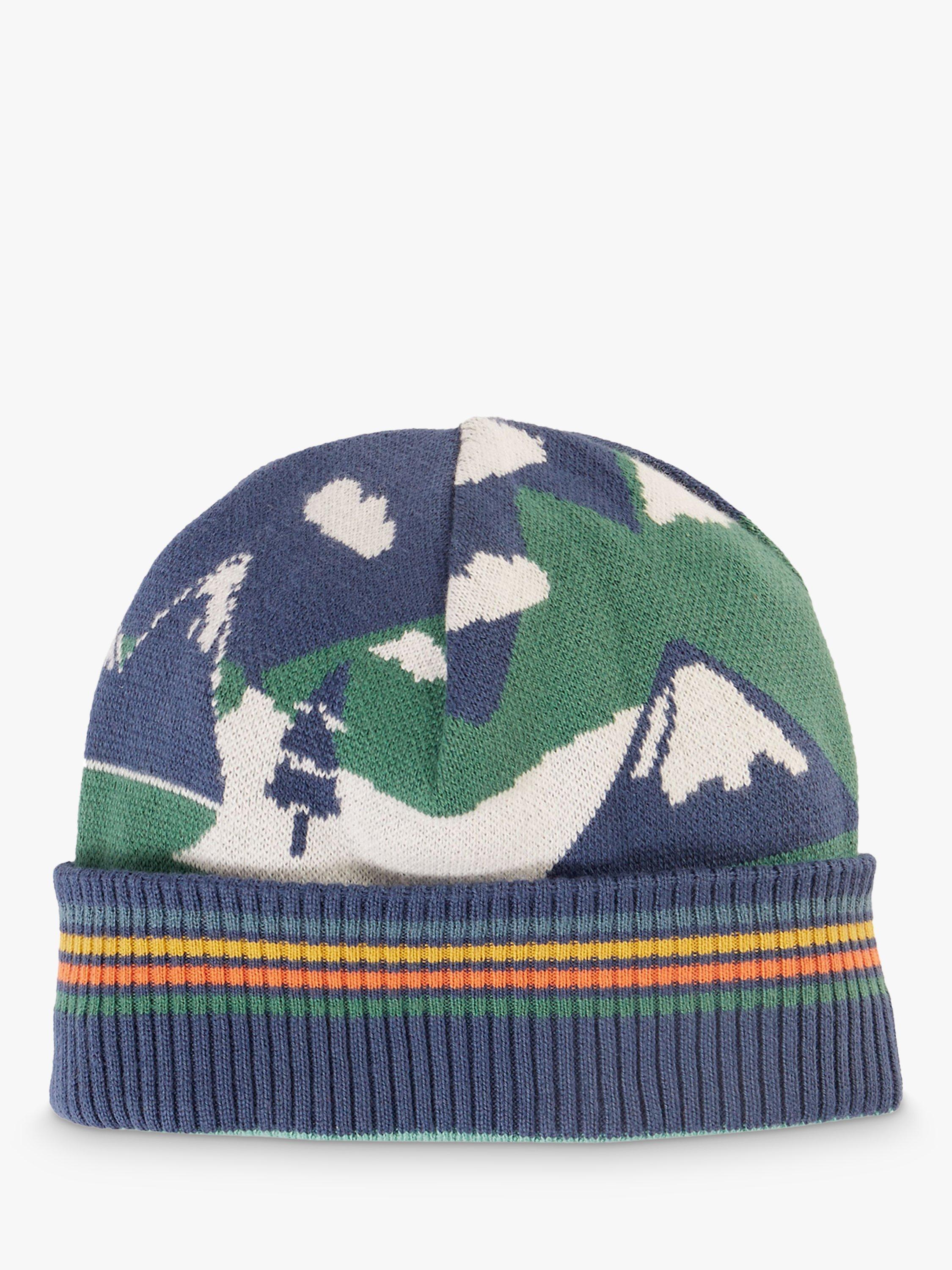 Product image 3 of 6, which shows Frugi Kids' Voyager Reversible Hat, Navy Blue/Multi, 1-2 years
